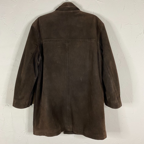Vintage J.CREW Suede Leather Jacket Mens Small Wool Quilted Lined Overcoat Barn - Picture 8 of 13